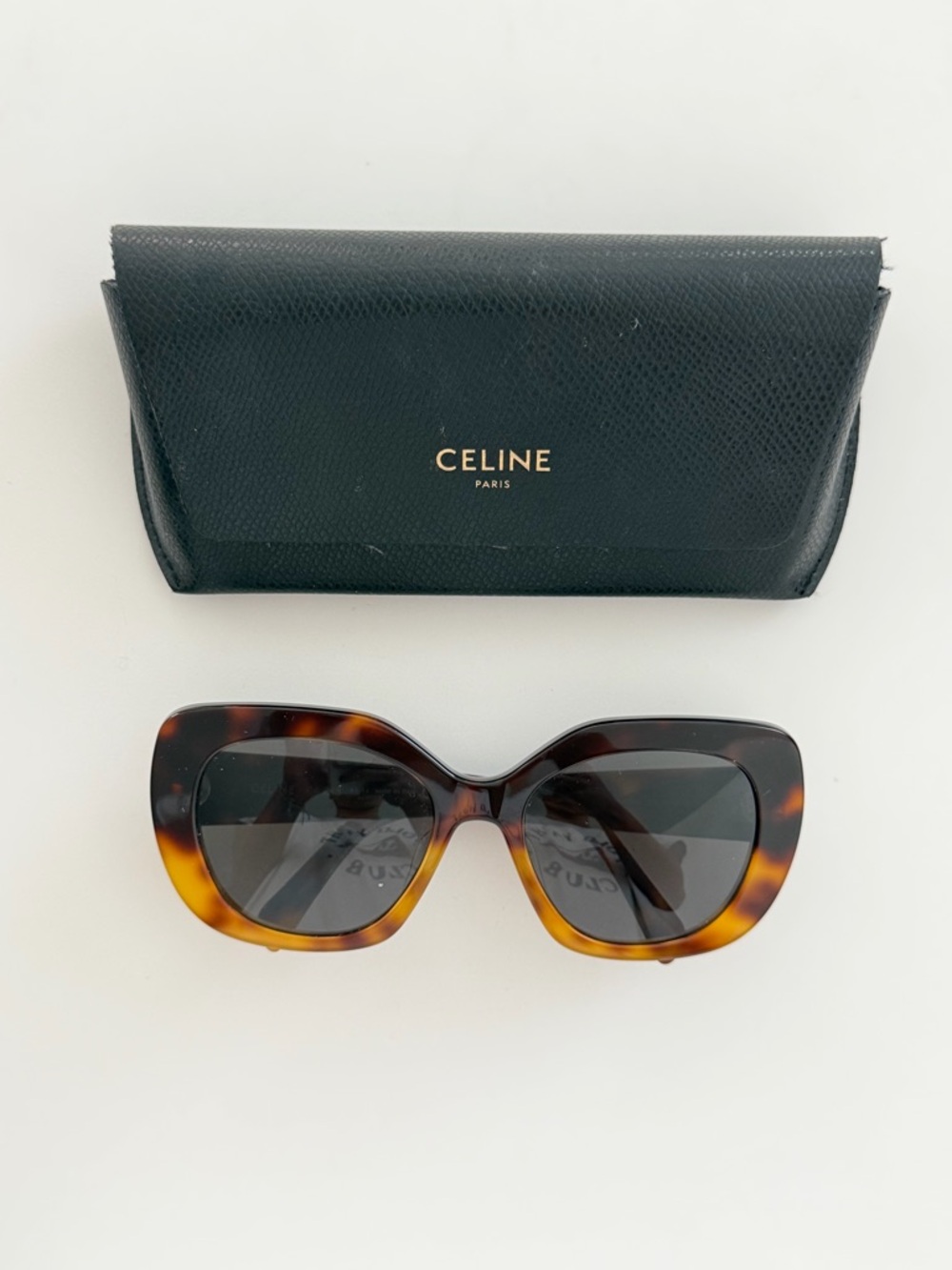 Celine Tortoise Square Sunglasses with Gold Triomphe Logo - Picture 3 of 6